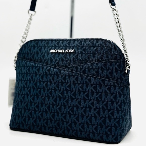 Michael Kors Medium Dome Jet Set Travel Xbody Bag Admiral Navy Blue - Picture 2 of 11